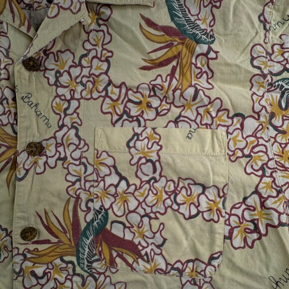 Tommy Bahama Cotton Rayon Button Up Shirt Hawaii Large Floral Graphic Paradise - Picture 10 of 13